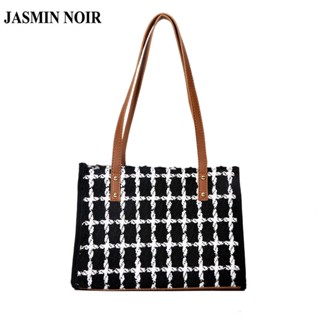 Jasmin NOIR กระเป๋าสะพายไหล่ กระเป๋าถือ ผ้าขนสัตว์ เรียบง่าย สําหรับสตรี