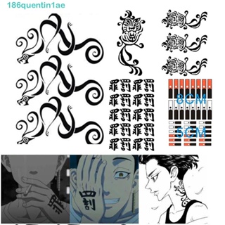 Quentin1ae สติกเกอร์รอยสัก กันน้ํา ติดทนนาน ลาย Tokyo Revengers Arm Neck Body Art Fake tattoo