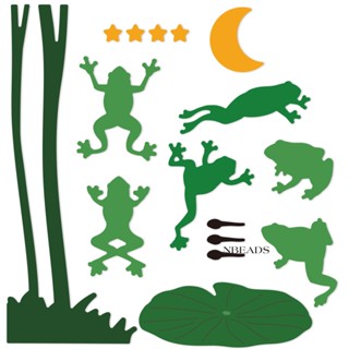 1pc  Frog Cutting Dies Metal Moon Stars Tree Lotus Leaf Embossing Stencils Die Cuts for Paper Card Making Decoration DIY Scrapbooking Album Craft Decor