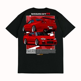 เสื้อยืด พิมพ์ลายรถยนต์ K NISSAN SKYLINE R34 JDM