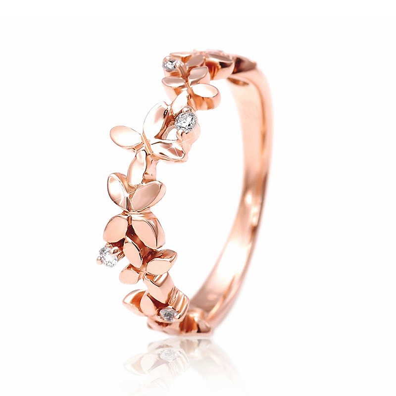 925 เงินสเตอร์ลิง Rose Gold สีดอกไม้แหวนผู้หญิงประณีตสาวนิ้วมืออุปกรณ์เสริมความงามเจ้าสาวงานแต่งงานแฟชั่นเครื่องประดับ