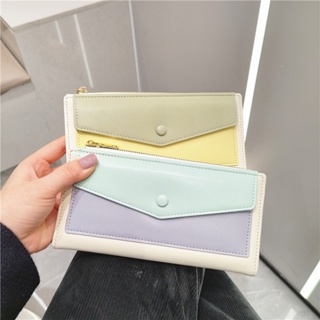 กระเป๋าสตางค์ ใบยาว แต่งซิป อเนกประสงค์ สีแคนดี้ สไตล์เกาหลี…