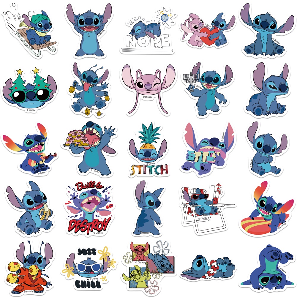 (Authorized) 50 pcs Cute Stitch Cartoon Waterproof PVC Stickers (1) - รูปที่ 2