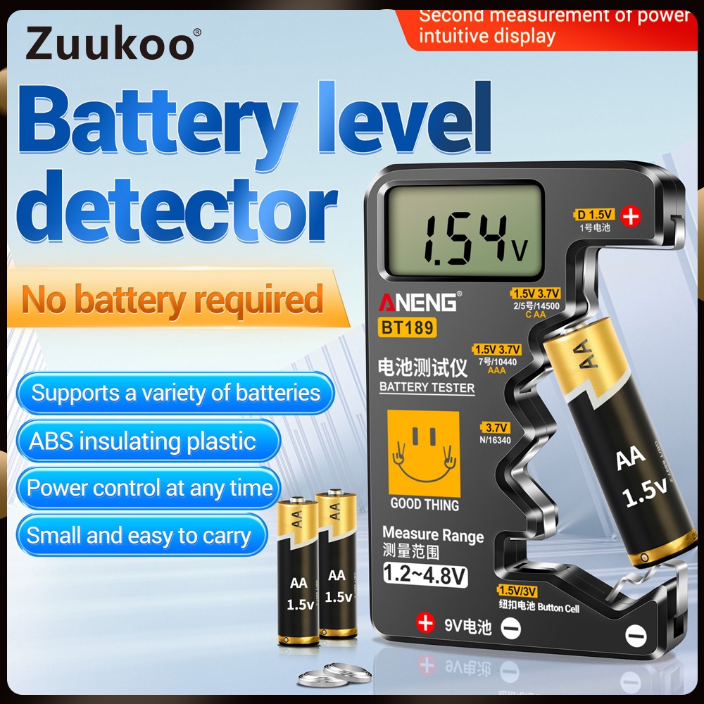 Aneng BT189 เครื่องทดสอบระดับแบตเตอรี่สากลจอแสดงผล LCD ทดสอบ rang 1.2v-4.8v
