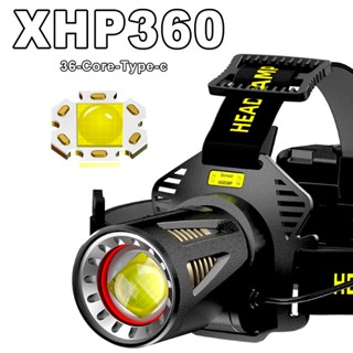 Xhp360 ไฟหน้าตกปลา พลังงานสูง เซนเซอร์ แบบชาร์จไฟ ไฟหน้า ตั้งแคมป์ เดินป่า