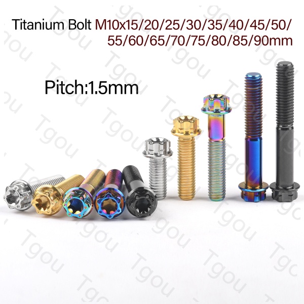 Tgou สกรูไทเทเนียม M10x15 20 25 30 35-90 มม. หน้าแปลน 1.5 มม. T50 สําหรับรถจักรยานยนต์