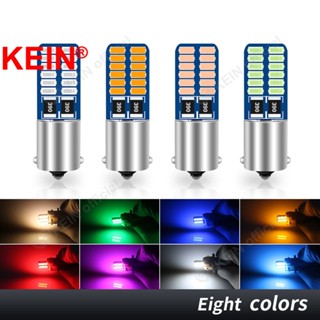 Kein หลอดไฟ Led BA9S T4W 24SMD 3014 8 สี สําหรับติดป้ายทะเบียนรถยนต์ รถจักรยานยนต์