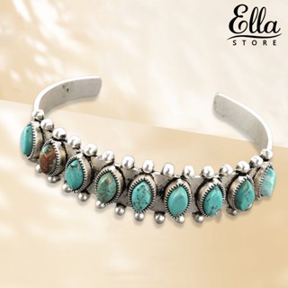 Ellastore123 กําไลข้อมือ ชุบไฟฟ้า แกะสลัก สไตล์โบฮีเมียน สําหรับผู้หญิง