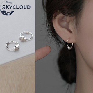 Skycloud ต่างหูห่วงเงิน S925 ทรงสี่เหลี่ยม เรขาคณิต ขนาดเล็ก เครื่องประดับแฟชั่น สําหรับผู้หญิง ออกเดท ช้อปปิ้ง