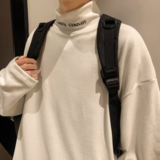 Cod (พร้อมส่ง) เสื้อกันหนาวแขนยาว คอเต่า พิมพ์ลายตัวอักษร สไตล์เกาหลี สําหรับผู้ชาย และผู้หญิง