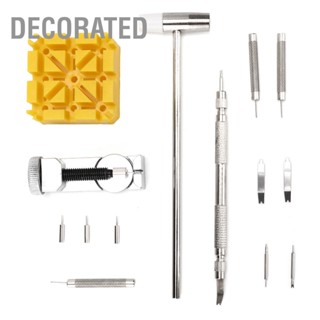 Decorated 14pcs Watch Repair Tool Kit Hammer Strap Adjuster Removal Set. ชุดเครื่องมือซ่อมนาฬิกา 14 ชิ้น