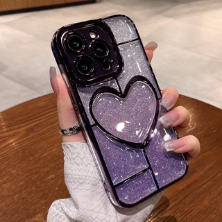 เคสโทรศัพท์มือถือแบบใส กันกระแทก แต่งกลิตเตอร์ ไล่โทนสี หรูหรา สําหรับ iPhone 11 12 13 14 Pro max 14 plus