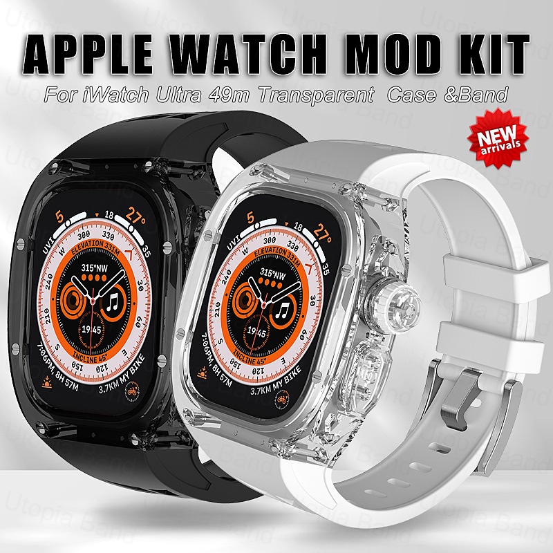 ชุดอุปกรณ์เสริม สายนาฬิกาข้อมือยาง แบบใส หรูหรา สําหรับ Apple Watch 8 Ultra 49 มม. iWatch Series 49 มม.