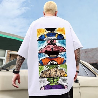 Trendy Large Size Cartoon Anime Merchandise Printed Round Neck Loose Casual Young Five-Point Sleeve Top Summer New _02