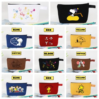 กระเป๋าเครื่องเขียน ผ้าแคนวาส ขนาดใหญ่ จุของได้เยอะ ลายการ์ตูน Snoopy เหมาะกับนักเรียน สําหรับเก็บเหรียญ โทรศัพท์