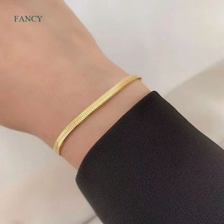 Fancy สร้อยข้อมือโซ่ สเตนเลส ชุบทอง 18k สไตล์พังก์