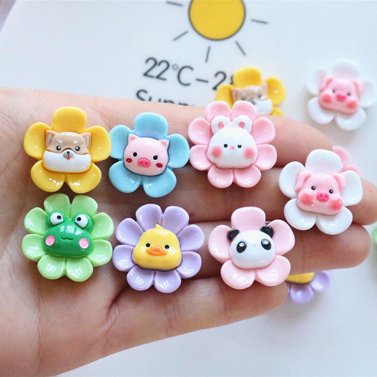 กิ๊บติดผมเรซิ่น รูปการ์ตูนสัตว์ ดอกไม้ แบบแฮนด์เมด Diy จํานวน 10 ชิ้น ต่อแพ็ค