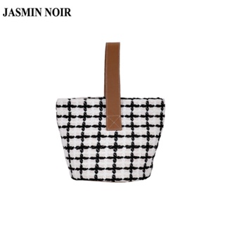 Jasmin NOIR กระเป๋าถือ กระเป๋าสะพายไหล่ ทรงบักเก็ต ขนาดเล็ก ลายสก๊อต สําหรับสตรี