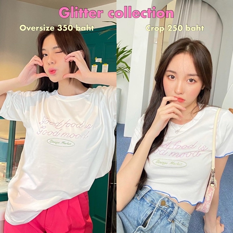เสื้อยืดครอป Cintage♡ CT1484 Glitter collection by cintage 💖 เสื้อครอป เสื้อยืด