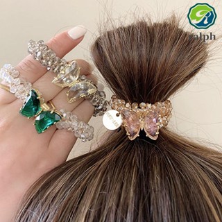 RALPH New Hair Rope Women Girls Hair Ties Elastic Hair Bands Minimalism Elegant Headwear Crystal Butterfly Ins Style Crystal Beaded Scrunchies/Multicolor