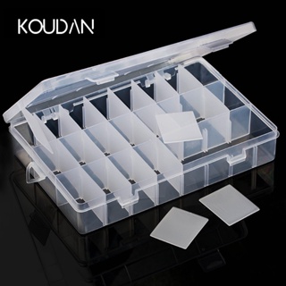 Koudan กล่องเก็บลูกปัด พลอยเทียม แบบใส 24 ช่อง ถอดออกได้ สําหรับตกแต่งเล็บ