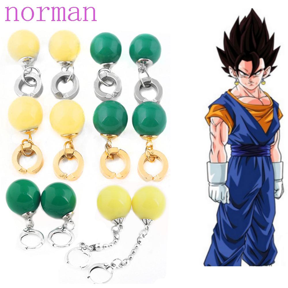 NORMAN 1Pair Cosplay Clip Earrings Green Zamasu Earrings Anime Drop Earrings Zoro Potara Black Son G