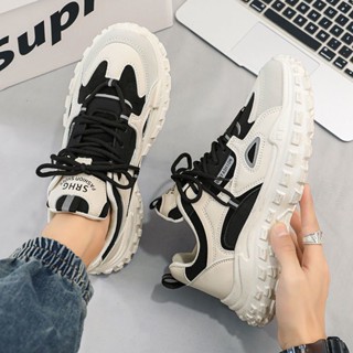 ✨รองเท้าผ้าใบผู้ชาย รองเท้าแฟชั่น สไตล์เกาหลี เสริมส้น Sneakers