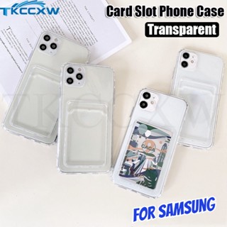 เคสโทรศัพท์มือถือแบบนิ่ม TPU ใส บางมาก พร้อมช่องใส่บัตรเครดิต สําหรับ Samsung A54 A34 A14 A04e A04 A04S M53 M33 M23 M13 5G