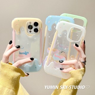 ใหม่ เคสโทรศัพท์มือถือแบบใส กันกระแทก ลายหน้ายิ้ม สีครีม สีตัดกัน สําหรับ Iphone 14promax 13 11 14pro 13pro 14