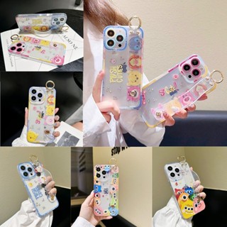 เคสโทรศัพท์มือถือ TPU นิ่ม แบบใส ป้องกันกล้อง ลายการ์ตูนมินนี่ มิกกี้เมาส์น่ารัก พร้อมสายคล้องข้อมือ สําหรับ iPhone 11 12 Pro Max Mini 11pro 12pro 12mini