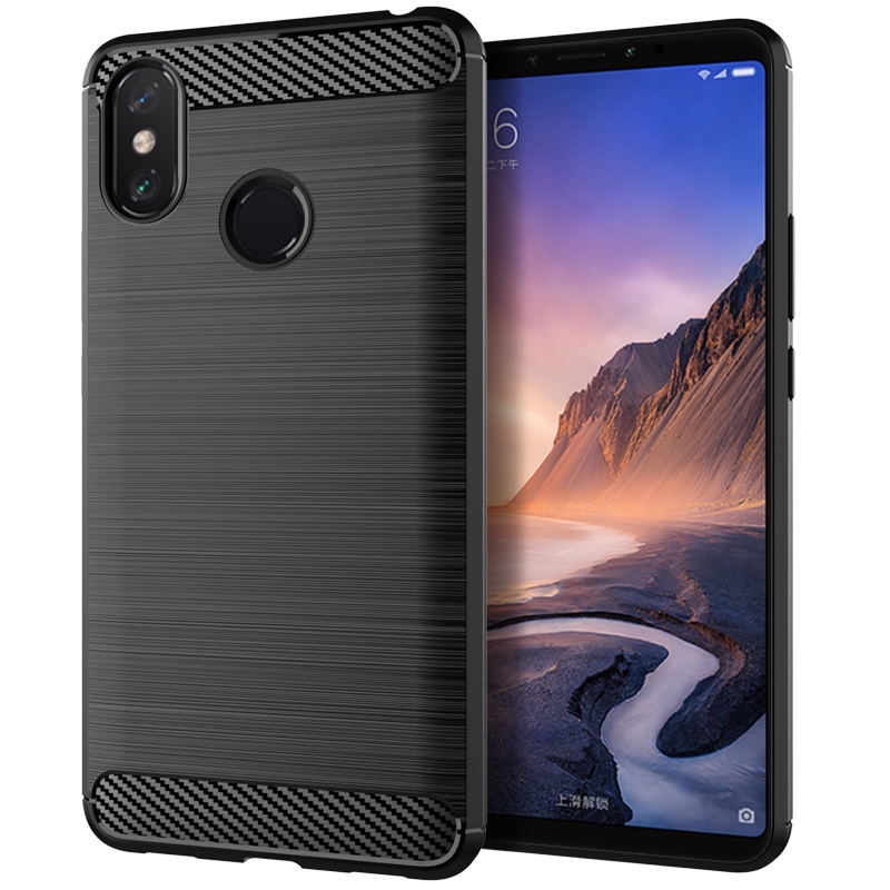 สําหรับ Xiaomi Mi Max 3 2 Ultra Slim Brushed Texture กันกระแทก Soft TPU Case Cover