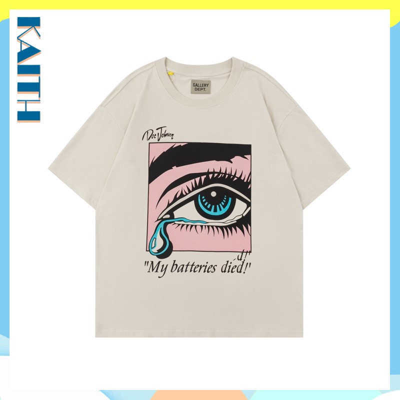 พร้อมส่ง เสื้อยืดแขนสั้น ผ้าฝ้าย พิมพ์ลายดวงตา สีกากี ทรงหลวม ขนาดใหญ่ สไตล์ฮิปฮอป แฟชั่นฤดูร้อน สําหรับผู้ชาย และผู้หญิง