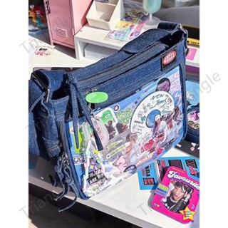 Itab itabag กระเป๋าถือ กระเป๋าสะพายไหล่ ผ้ายีน ทรงสี่เหลี่ยม ขนาดใหญ่ คุณภาพสูง ลายการ์ตูนดาว แฟชั่น 2023
