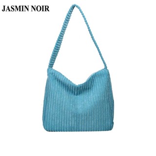 Jasmin NOIR กระเป๋าสะพายไหล่ กระเป๋าถือ ผ้าลูกฟูก เรียบง่าย สําหรับสตรี