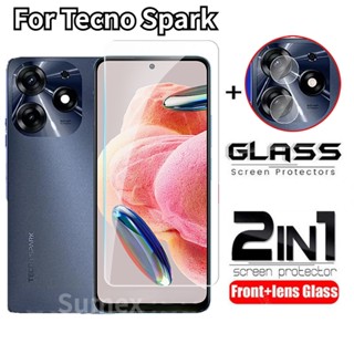 2 in 1 ฟิล์มกระจกนิรภัยกันรอยหน้าจอ HD แบบใส ป้องกันเลนส์กล้อง สําหรับ Tecno Spark 10 Pro K17 2023 4G Spark10Pro Spark 9 8 Pro 8C 10Pro