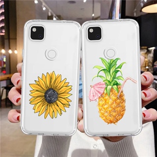 เคสโทรศัพท์มือถือแบบนิ่ม ใส กันกระแทก ลายดอกทานตะวัน สับปะรด สําหรับ Google Pixel 7 7a 6 Pro 5a 4 3a 3 2 XL