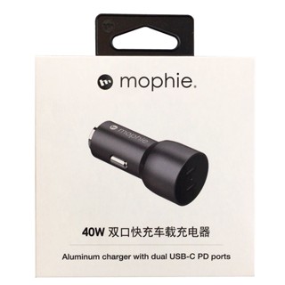 Mophie Dual USB-C 40W PD ที่ชาร์จในรถยนต์ (สีดํา) - ความเข้ากันได้กับ CLA สากล