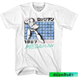 YJOเสื้อไม่ต้องรีด เสื้อยืด พิมพ์ลาย Megaman Japan 1987 Rokkuman Capcom Game สไตล์วินเทจ สําหรับผู้ชาย