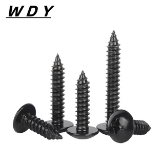 น็อต สกรู หัวร่ม หัวกระทะ แฉก T+ เหล็กชุบสีดำ เกลียวปล่อย / Truss an Head Phillip Tapping Screw M3 M3.5 M4 M5 M6 [BY-WDY-W]