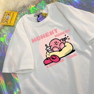 เสื้อยืดแขนสั้น ทรงหลวม พิมพ์ลายการ์ตูน Star Kirby น่ารัก แฟชั่นฤดูร้อน สําหรับผู้หญิง และนักเรียน