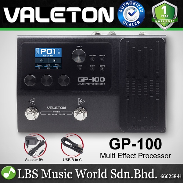 Valeton GP-100 Multi Effects Processor Pedal สําหรับกีตาร์ไฟฟ้าและเบสเหยียบ Amp (GP100 GP 100)