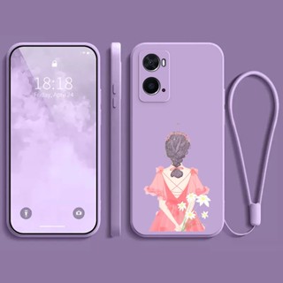 เคส Oppo A96 A76 เคส สาวสวย การ์ตูน เคสซิลิโคนเหลว เคสนิ่ม +1 สายคล้องโทรศัพท์มือถือ