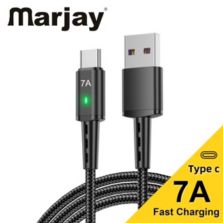 Marjay สายชาร์จ USB Type C 7A ชาร์จเร็วมาก สําหรับโทรศัพท์มือถือ Android รองรับการออกแบบไฟถ่ายโอนข้อมูล ใช้งานง่ายทุกเวลา