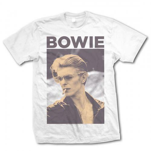 GOD ER เสื้อยืดผ้าฝ้าย เสื้อยืด ลาย David Bowie Smoking สีขาว