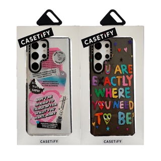 CASETIFY เคสโทรศัพท์มือถือแบบนิ่ม TPU กันกระแทก แต่งกลิตเตอร์ ลายตัวอักษร พร้อมกล่องบรรจุ【Your existence】สําหรับ Samsung Galaxy S23 Ultra Plus S22 Ultra