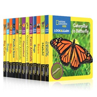 12 Books/set National Geographic English Reading Picture Books Baby Card Board Book for Learning Encyclopedia Animals