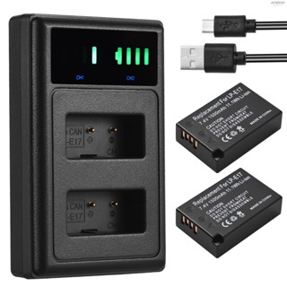 LP-E17 Battery Charger with LED Indicators + 2pcs LP-E17 Batteries 7.4V 1500mAh with USB Charging Cable Replacement for  EOS 200D/ 750D/ 760D/ 800D/ 8000D/ M3/ M6/ T6i cameras