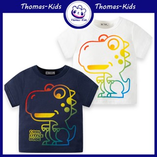 [THOMAS Kids]  1-9 ปี เสื้อยืดแขนสั้น ผ้าฝ้าย พิมพ์ลายการ์ตูนไดโนเสาร์ สําหรับเด็กวัยหัดเดิน