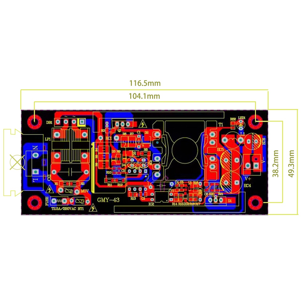 Pcbfun Ac 220 V To Dc 12v/24 V บอร์ดโมดูลแปลงพาวเวอร์ซัพพลาย 60 W