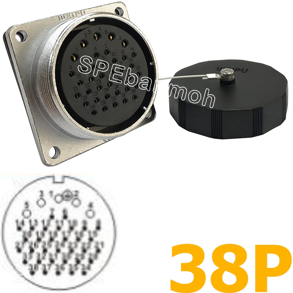 [ 1ชิ้น ] WS48-ZZF-38 ปลั๊กเหล็ก 48mm เมียติดแท่น female คอนเน็คเตอร์เหล็ก female Connector WS48 Connector ปลั๊กเหล็ก...